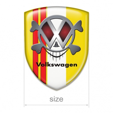 VW Car Interior Badge Yellow with Red Lines and Skul Logo Style 