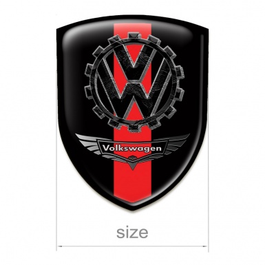 VW Silicone Badge Black Print with Red Tape and Bird Logo Effect 