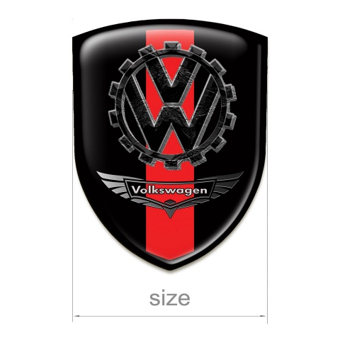 VW Silicone Badge Black Print with Red Tape and Bird Logo Effect 