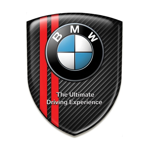 BMW Emblem Interior Black carbon wit Red Lines Design and Classic logo 