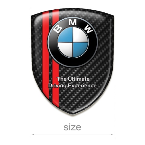 BMW Car Accessories Badge dark Carbon Red Stripes Design with Classic Logo 