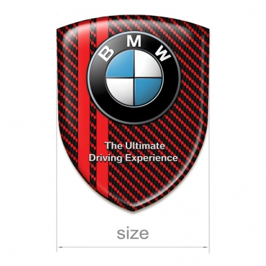 BMW Self Adhesive Car logo Emblem Red Carbon with Classic Logo Design 