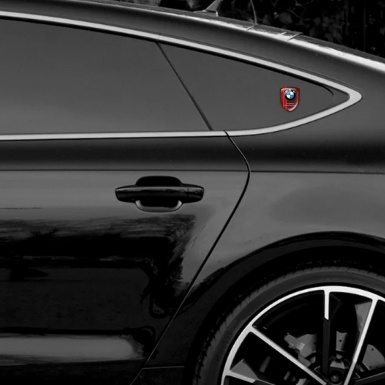 BMW Self Adhesive Car logo Emblem Red Carbon with Classic Logo Design 