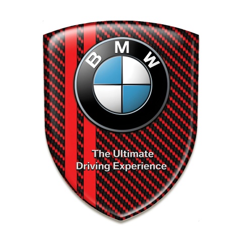 BMW Self Adhesive Car logo Emblem Red Carbon with Classic Logo Design 