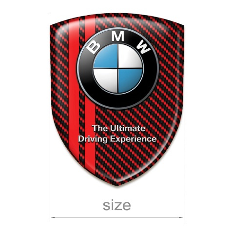 BMW Self Adhesive Car logo Emblem Red Carbon with Classic Logo Design 