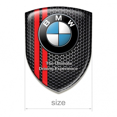 BMW Car Interior Badge Perforated Steel Base Red Lines and Classic Logo 