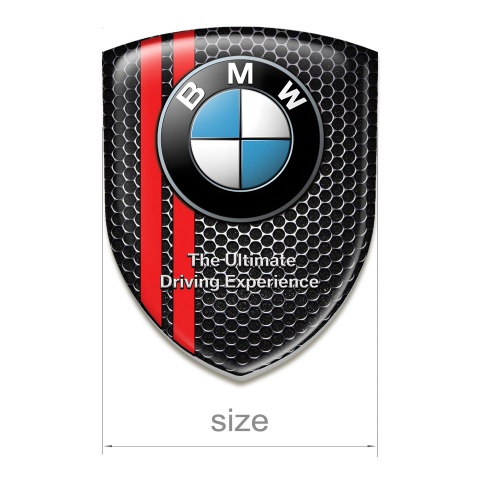 BMW Car Interior Badge Perforated Steel Base Red Lines and Classic Logo 
