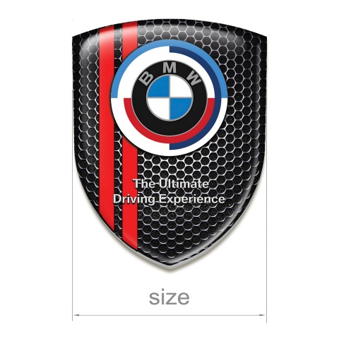BMW Silicone Car Decal Badge Perforated Steel Red lines base New Style Logo 