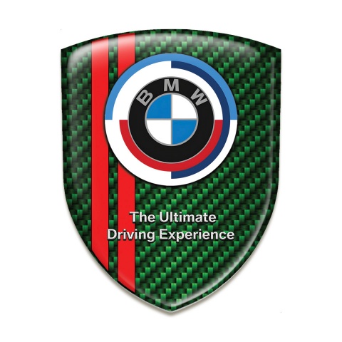 BMW Auto Emblem Green Carbon with Red Lines and New Logo 