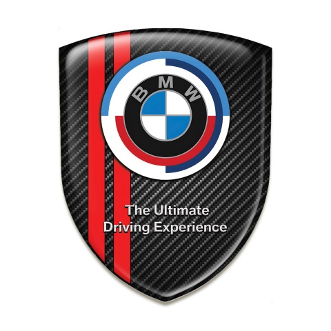 BMW Emblem Badge Logo Dark Carbon with Red Lines Print and new Logo Style 