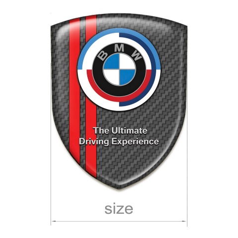 BMW Self Adhesive Emblem Logo Carbon with Red Lines Base and New Logo 