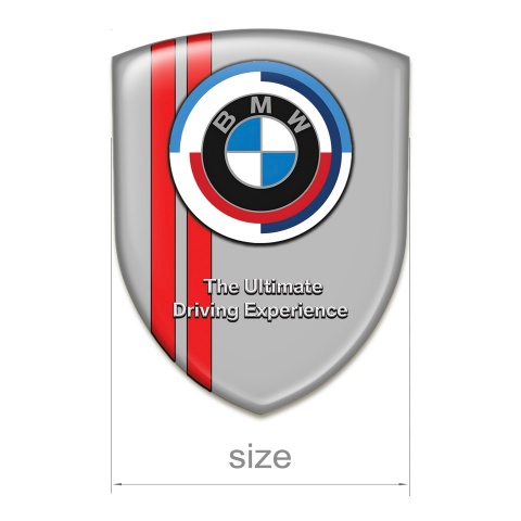 BMW Resin Sticker Grey Background Red Stripes and New Logo Style 