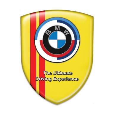 BMW Emblem Interior Yellow Print with Red Lines and New Logo Style