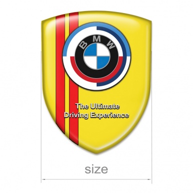 BMW Emblem Interior Yellow Print with Red Lines and New Logo Style