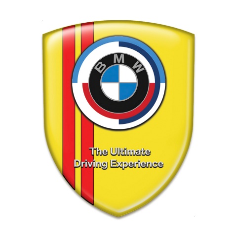 BMW Emblem Interior Yellow Print with Red Lines and New Logo Style