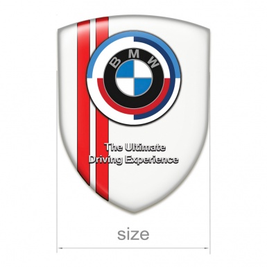 BMW Tuning Emblem White Print with Red Lines and New Logo Design