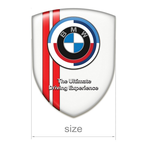 BMW Tuning Emblem White Print with Red Lines and New Logo Design