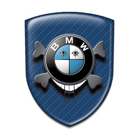 BMW Self Adhesive Car logo Emblem Navy Blue Carbon Base Smile Effect logo 