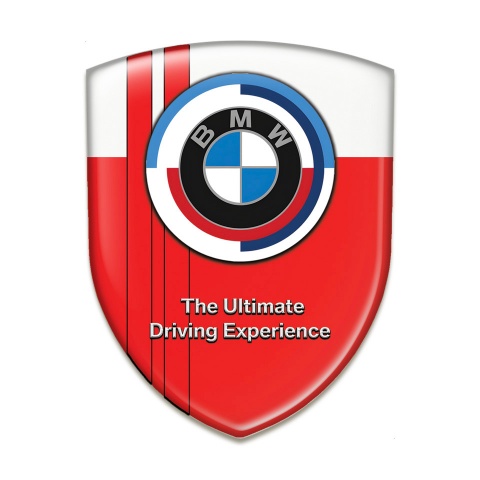 BMW Car Interior Badge Red White Base Red Lines Version 