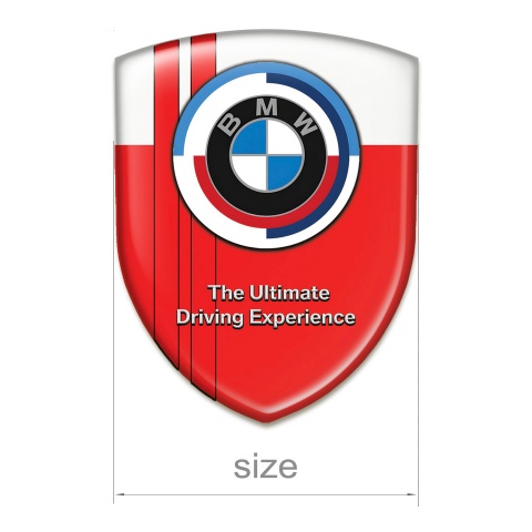 BMW Car Interior Badge Red White Base Red Lines Version 