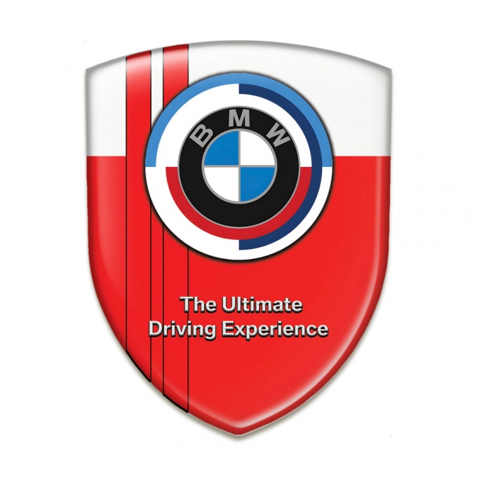 BMW Car Interior Badge Red White Base Red Lines Version 