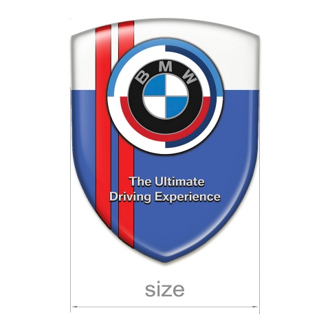 BMW Silicone Car Decal Badge Blue White Base Red Lines Version 