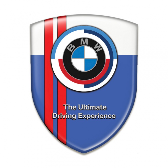BMW Silicone Car Decal Badge Blue White Base Red Lines Version 