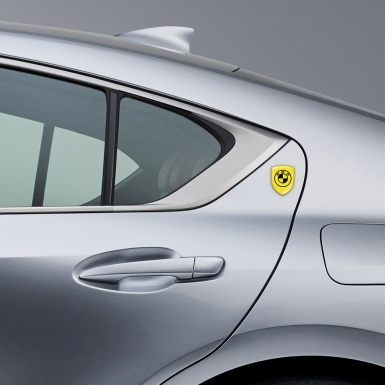 BMW Self Adhesive Emblem Logo Yellow Base Black Logo 