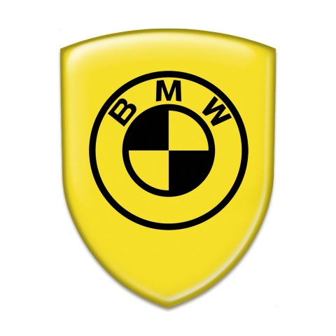 BMW Self Adhesive Emblem Logo Yellow Base Black Logo 