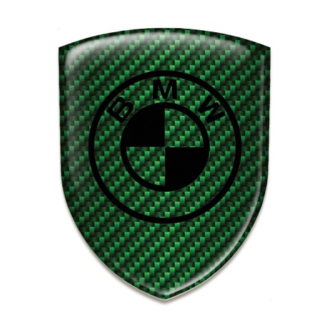BMW Car Accessories Badge Green Carbon Background Black Logo 