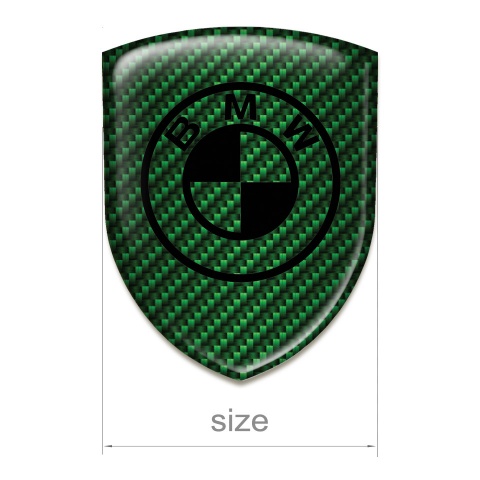 BMW Car Accessories Badge Green Carbon Background Black Logo 