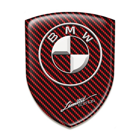 BMW Emblem Interior Red Carbon White Log 