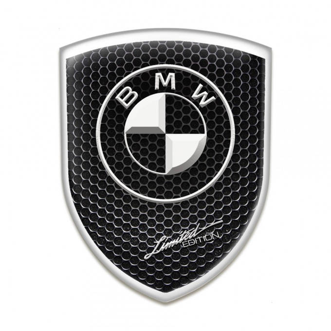 BMW  Tuning Emblem Perforated Steel Base White Logo 