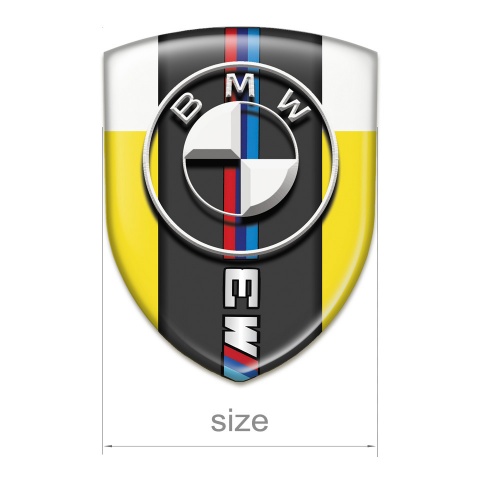 BMW M3 Self Adhesive Car logo Emblem Yellow White Background Version 