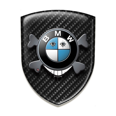 BMW Silicone Car Decal Badge Dark Carbon Base Smile Logo Style 
