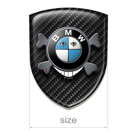 BMW Silicone Car Decal Badge Dark Carbon Base Smile Logo Style 