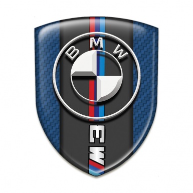 BMW M3 Silicone Car Decal Badge Navy Blue Carbon Background Version 