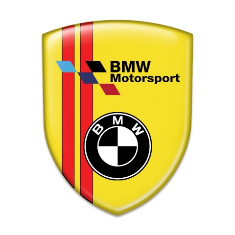 BMW Self Adhesive Car logo Emblem Yellow with Red Stripes Base Motorsport Edition 