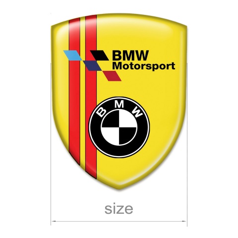 BMW Self Adhesive Car logo Emblem Yellow with Red Stripes Base Motorsport Edition 
