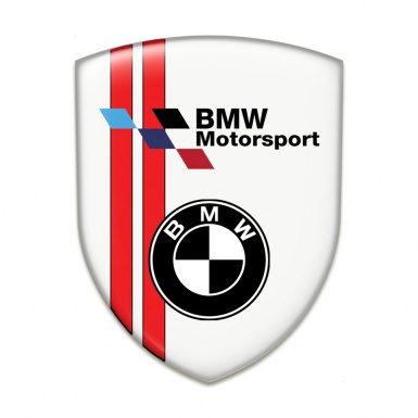 BMW Silicone Car Decal Badge White with Red lines Base Motorsport Type 