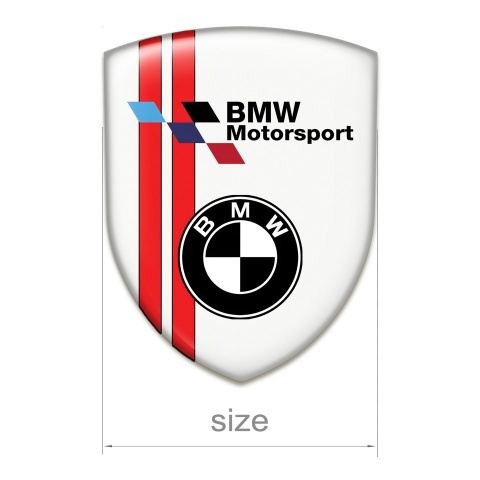 BMW Silicone Car Decal Badge White with Red lines Base Motorsport Type 