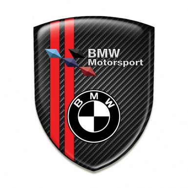 BMW Domed Emblem Black carbon with Red lines Motorsport Style 
