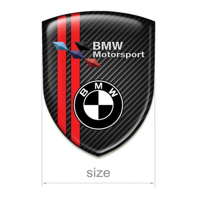 BMW Domed Emblem Black carbon with Red lines Motorsport Style 