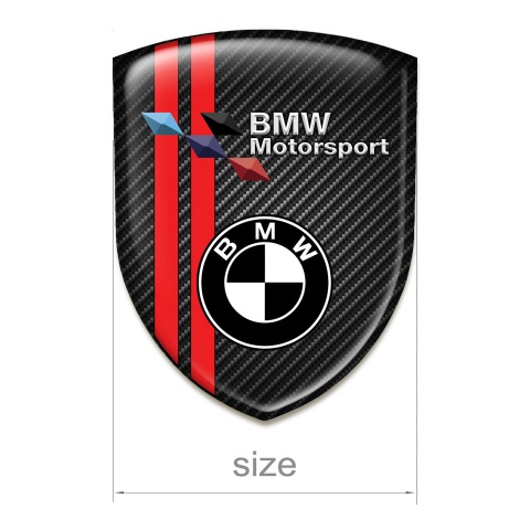 BMW Domed Emblem Black carbon with Red lines Motorsport Style 