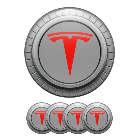 Tesla Wheel Emblem Stickers Center Cap 3D Grey Devil