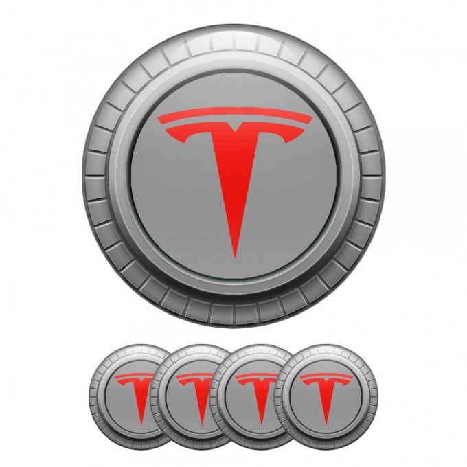 Tesla Wheel Emblem Stickers Center Cap 3D Grey Devil