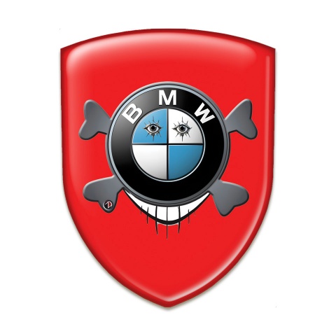 BMW Self Adhesive Car logo Emblem Red Base Smile Logo Style 
