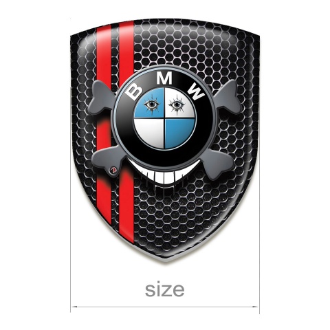 BMW Car Interior Badge Perforated Steel with Red Lines Base Smile Logo Style 