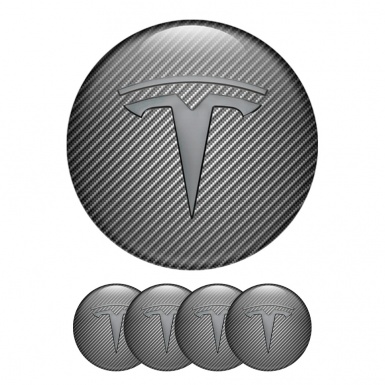 Tesla Wheel Center Emblems Carbon Edition