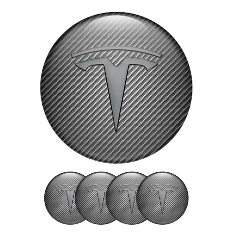 Tesla Wheel Center Emblems Carbon Edition